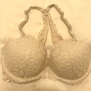 PINK White Date Racerback Lace Bra 34DD